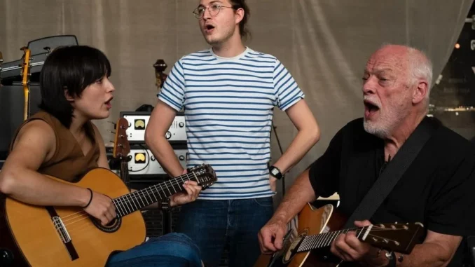 Siblings-Gabriel-and-Romany-Gilmour-with-father-David-Gilmour